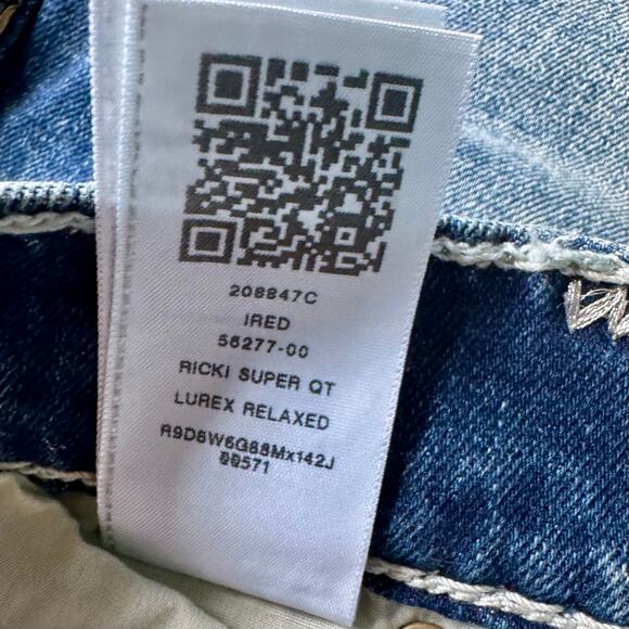 True Religion Ricky Super QT Lurex Metallic Pocket Relaxed Jean Womens Sz 32 NWT - Picture 15 of 16